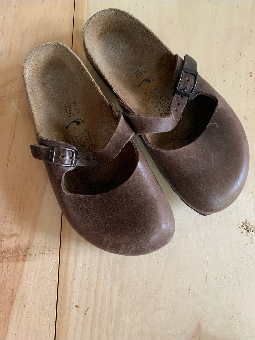 Birkenstock Brown Leather Mary Jane Clog